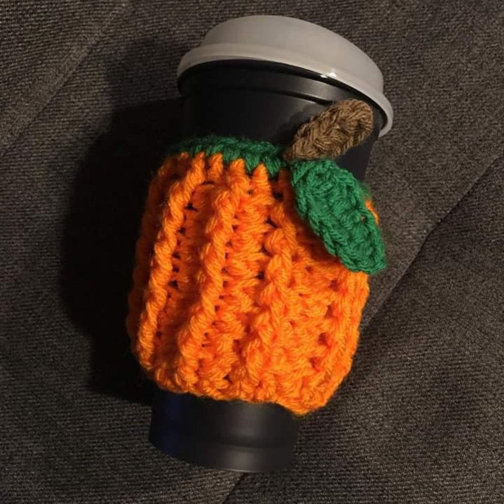 Handmade Pumpkin Coffee cup cozy ~ Made to order HP